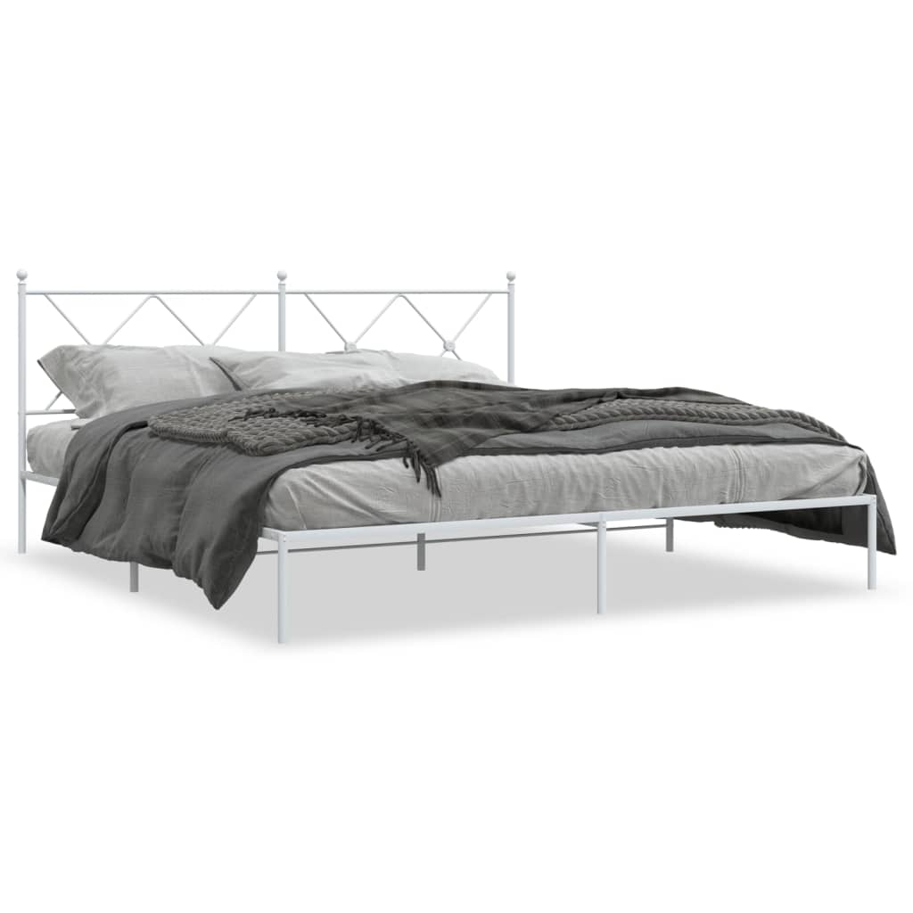 sengeramme med sengegavl 183x213 cm metal hvid