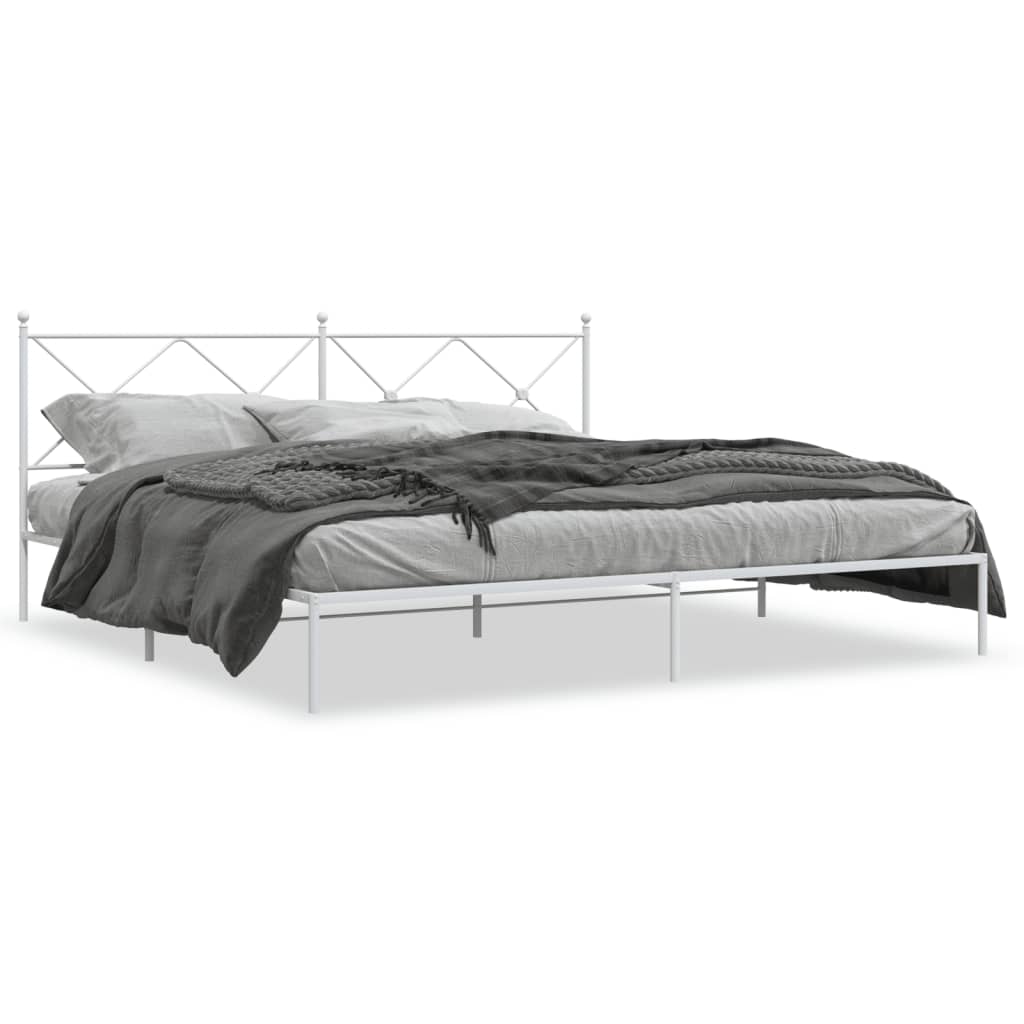 sengeramme med sengegavl 193x203 cm metal hvid