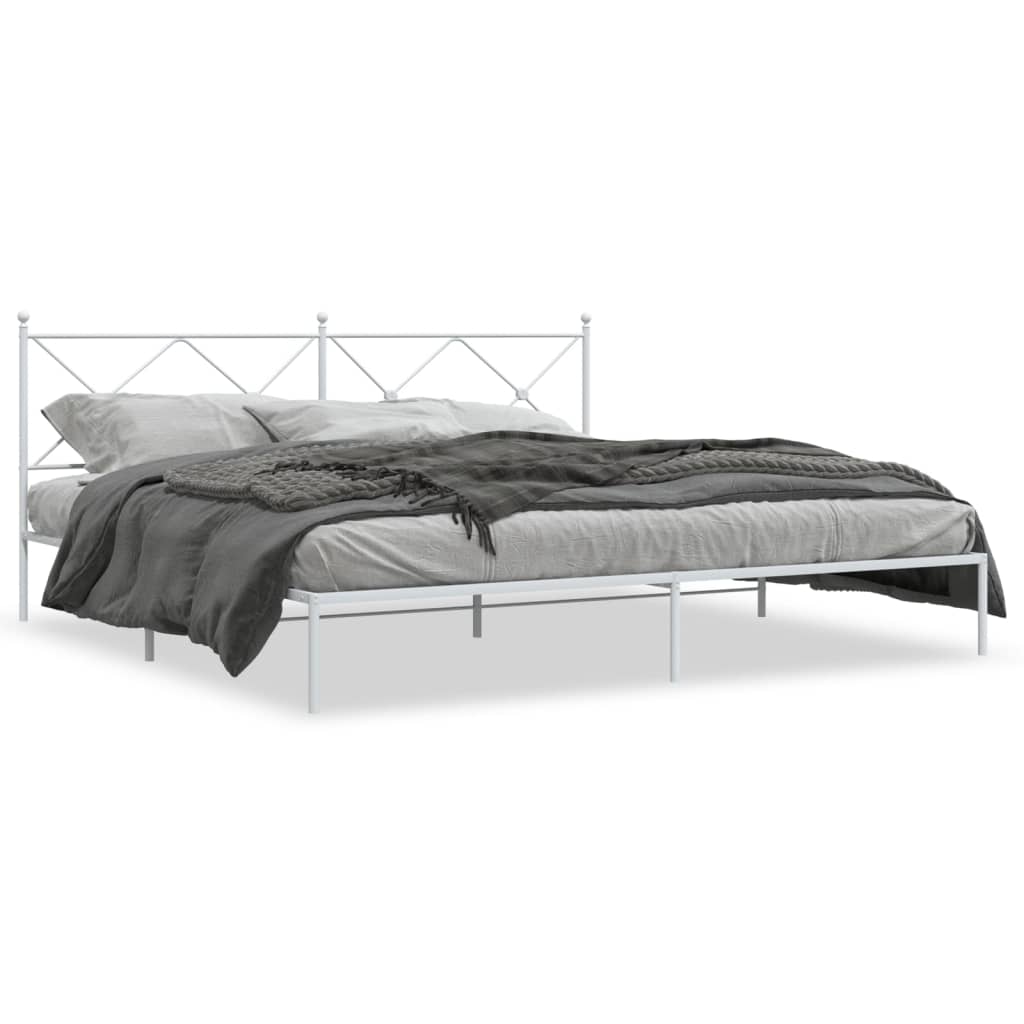 sengeramme med sengegavl 200x200 cm metal hvid