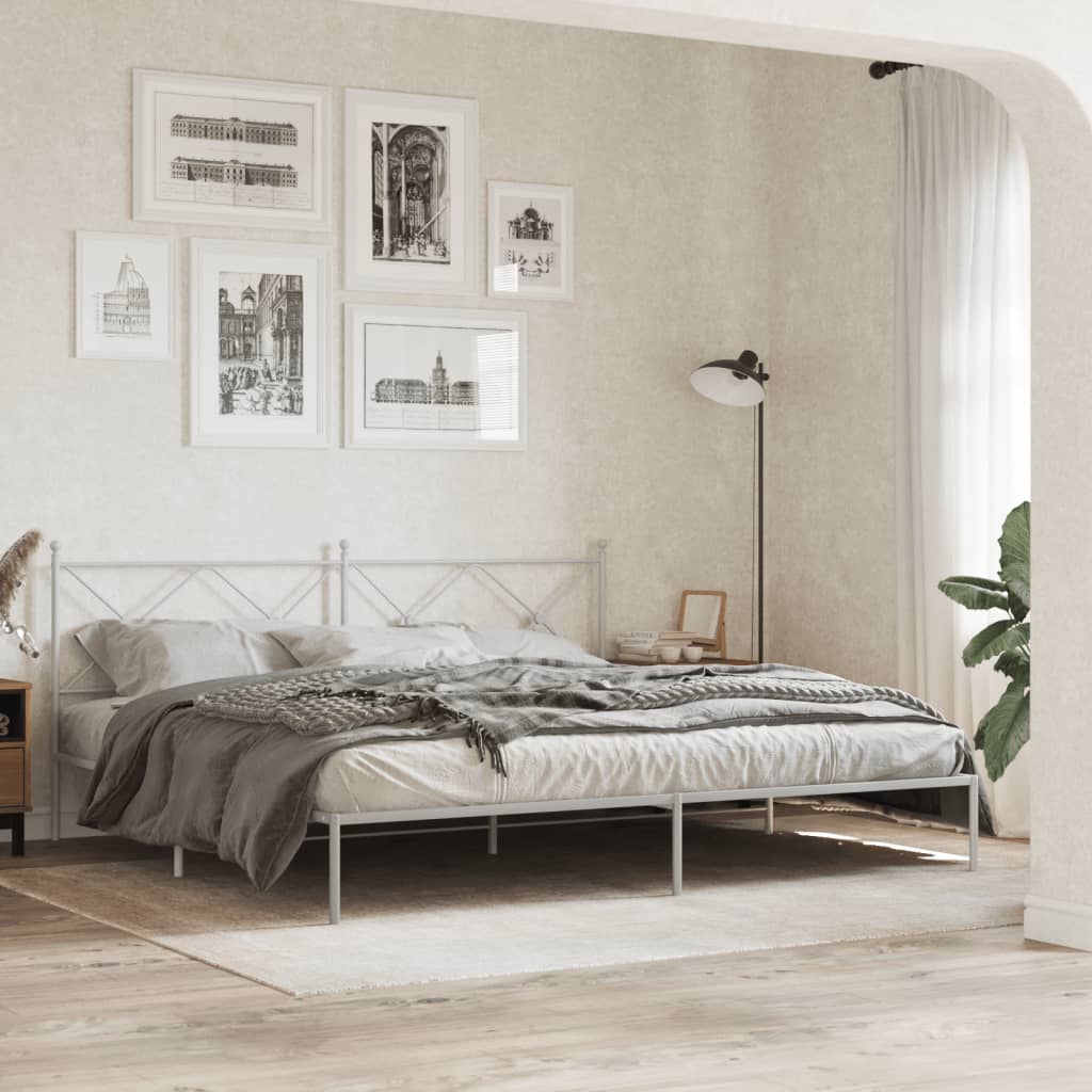 sengeramme med sengegavl 200x200 cm metal hvid