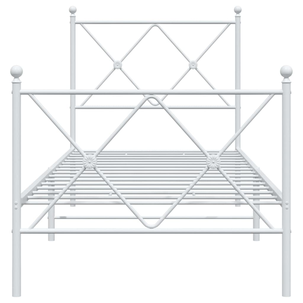 sengeramme med sengegavl og fodgærde 75x190 cm metal hvid
