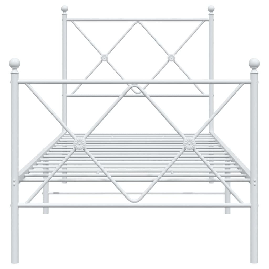 sengeramme med sengegavl og fodgærde 80x200 cm metal hvid