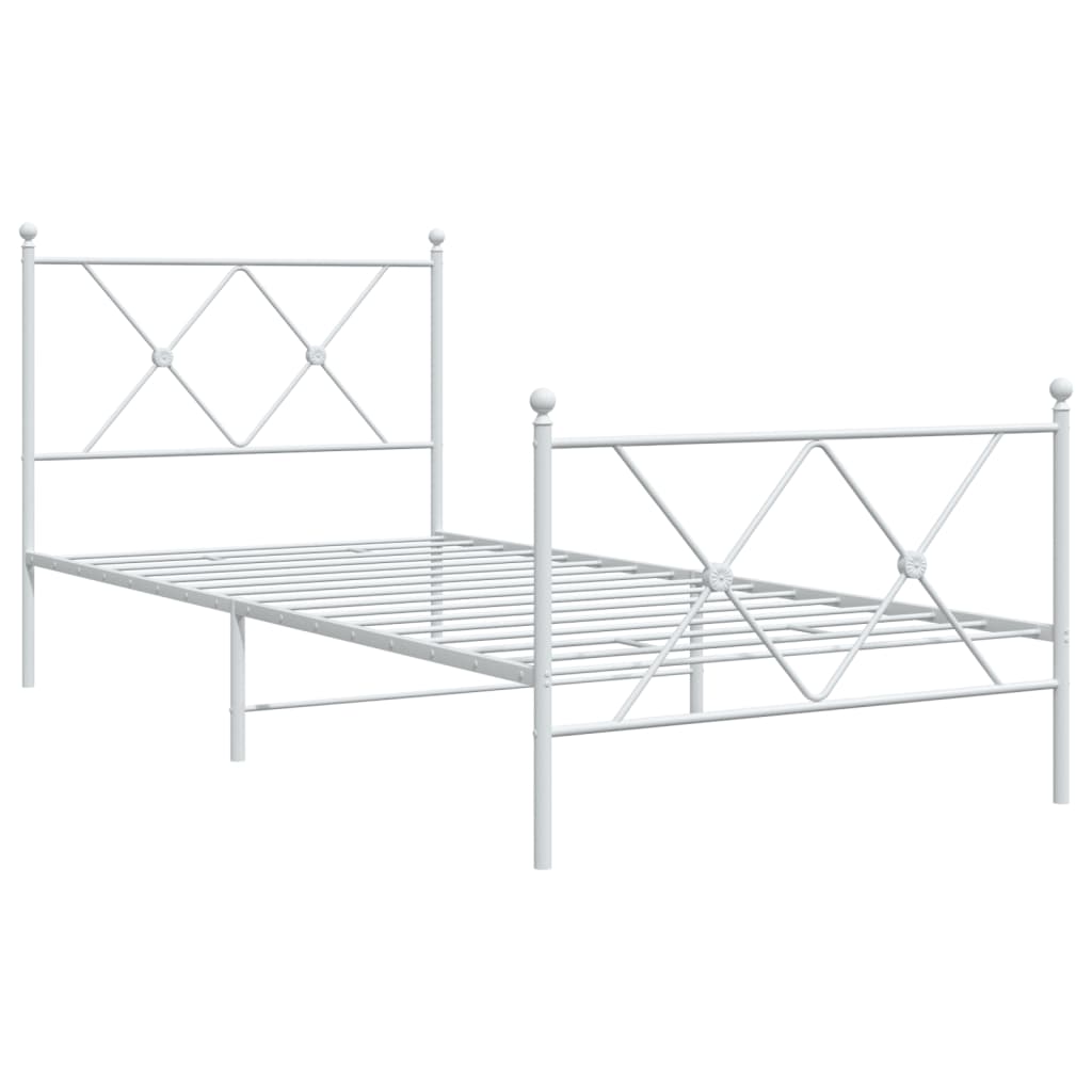 sengeramme med sengegavl og fodgærde 90x190 cm metal hvid