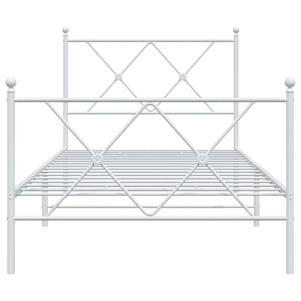 sengeramme med sengegavl og fodgærde 90x190 cm metal hvid