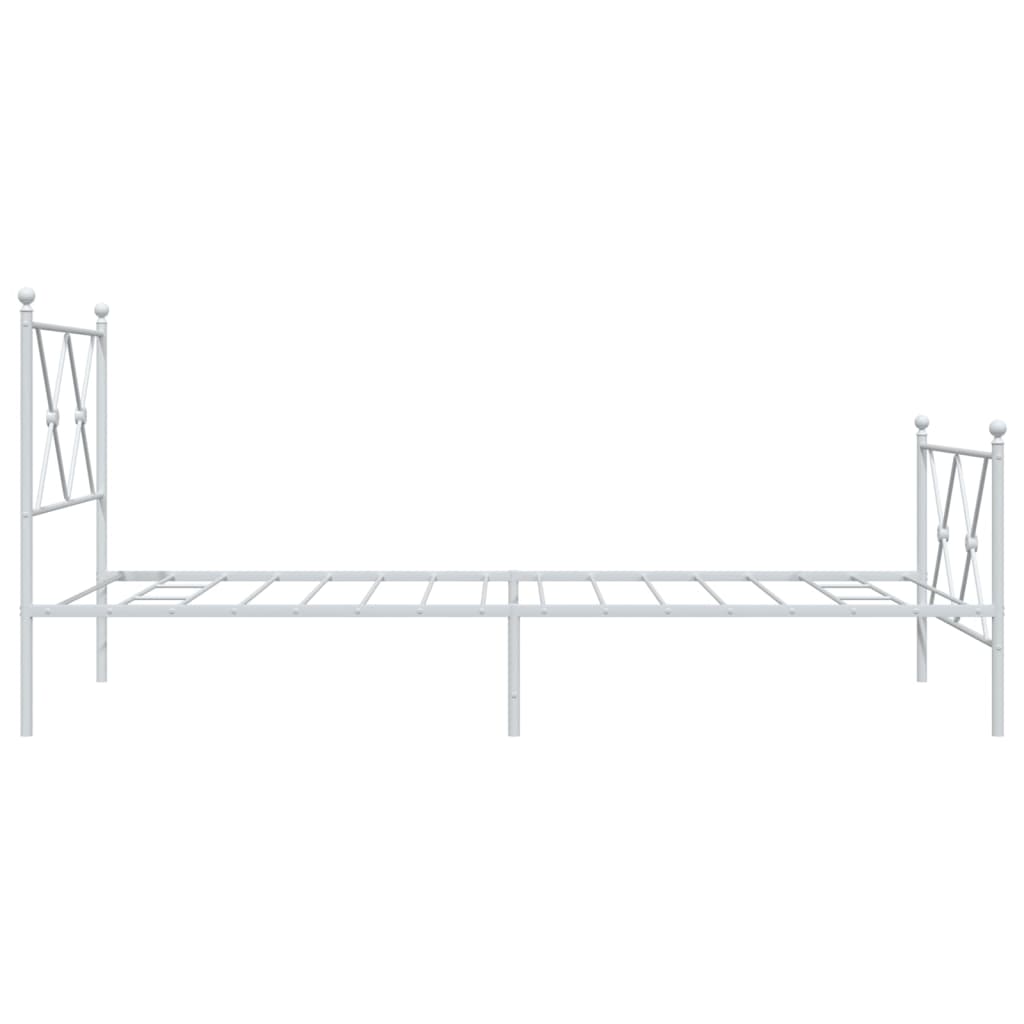 sengeramme med sengegavl og fodgærde 90x190 cm metal hvid