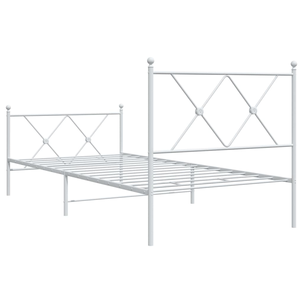 sengeramme med sengegavl og fodgærde 90x190 cm metal hvid
