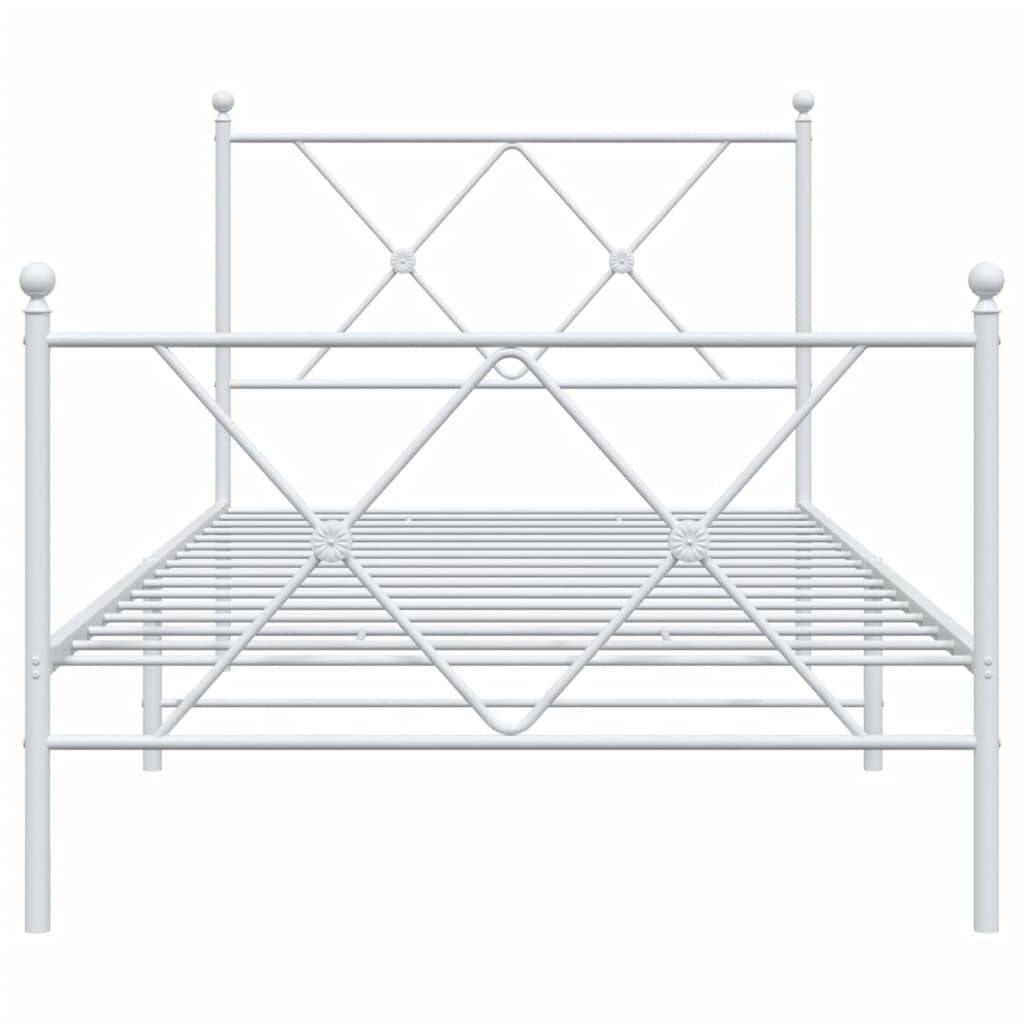 sengeramme med sengegavl og fodgærde 90x200 cm metal hvid