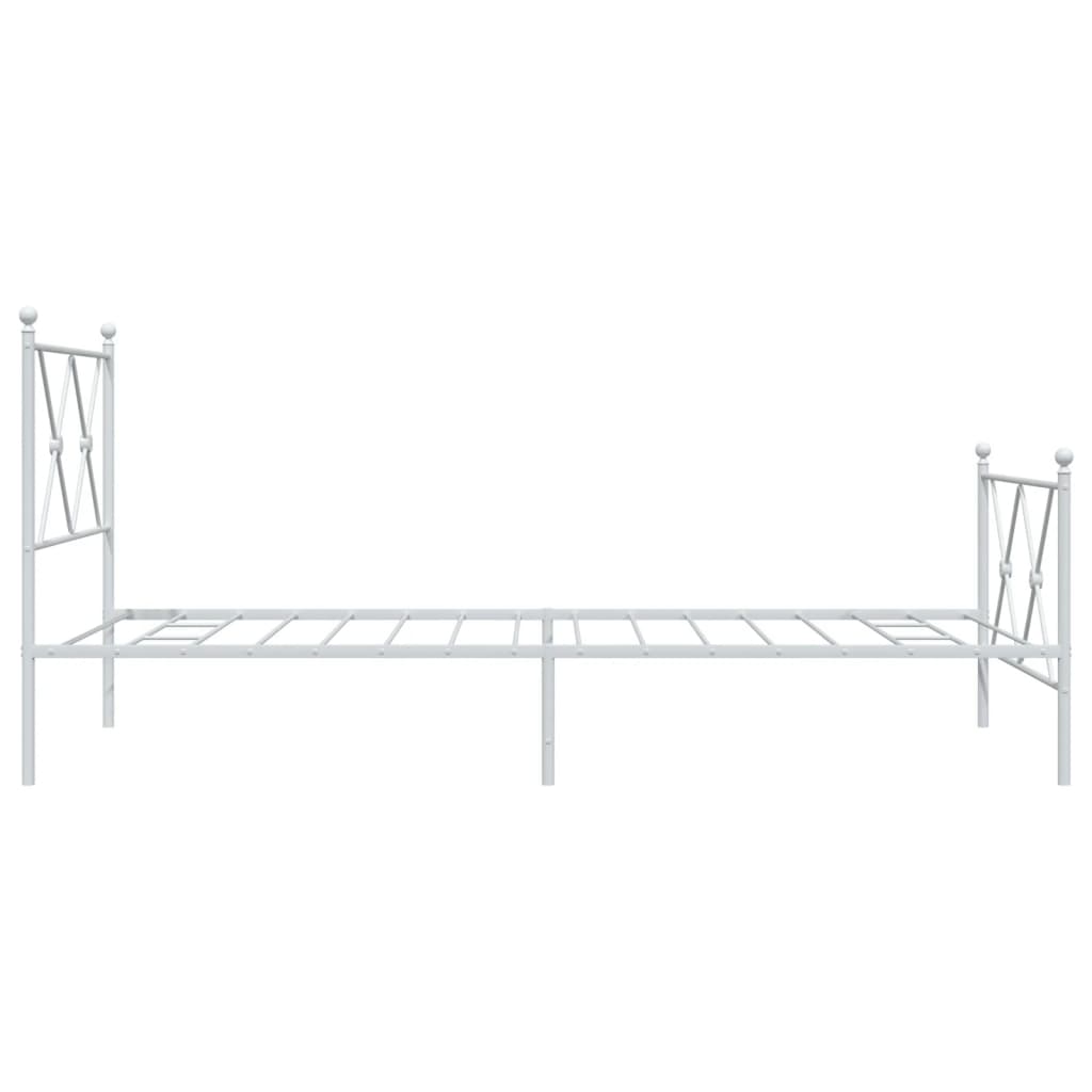 sengeramme med sengegavl og fodgærde 90x200 cm metal hvid