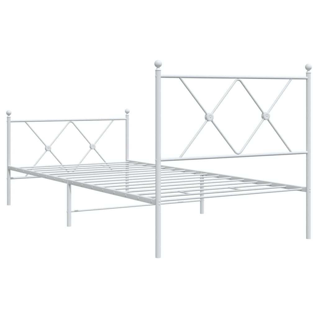 sengeramme med sengegavl og fodgærde 90x200 cm metal hvid