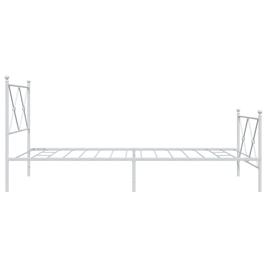 sengeramme med sengegavl og fodgærde 100x190 cm metal hvid