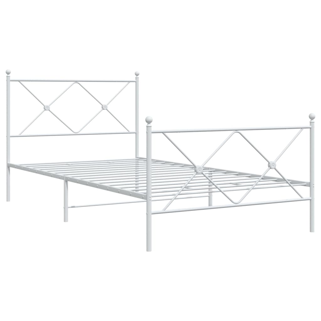 sengeramme med sengegavl og fodgærde 100x200 cm metal hvid
