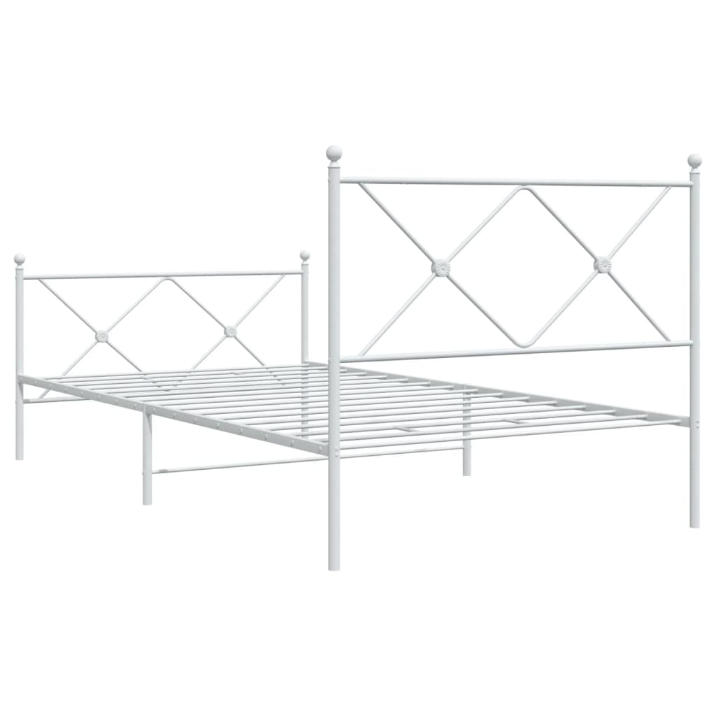 sengeramme med sengegavl og fodgærde 100x200 cm metal hvid