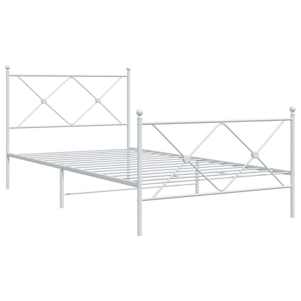 sengeramme med sengegavl og fodgærde 107x203 cm metal hvid