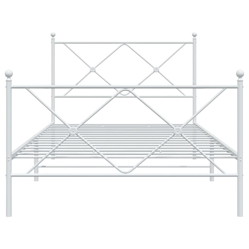 sengeramme med sengegavl og fodgærde 107x203 cm metal hvid