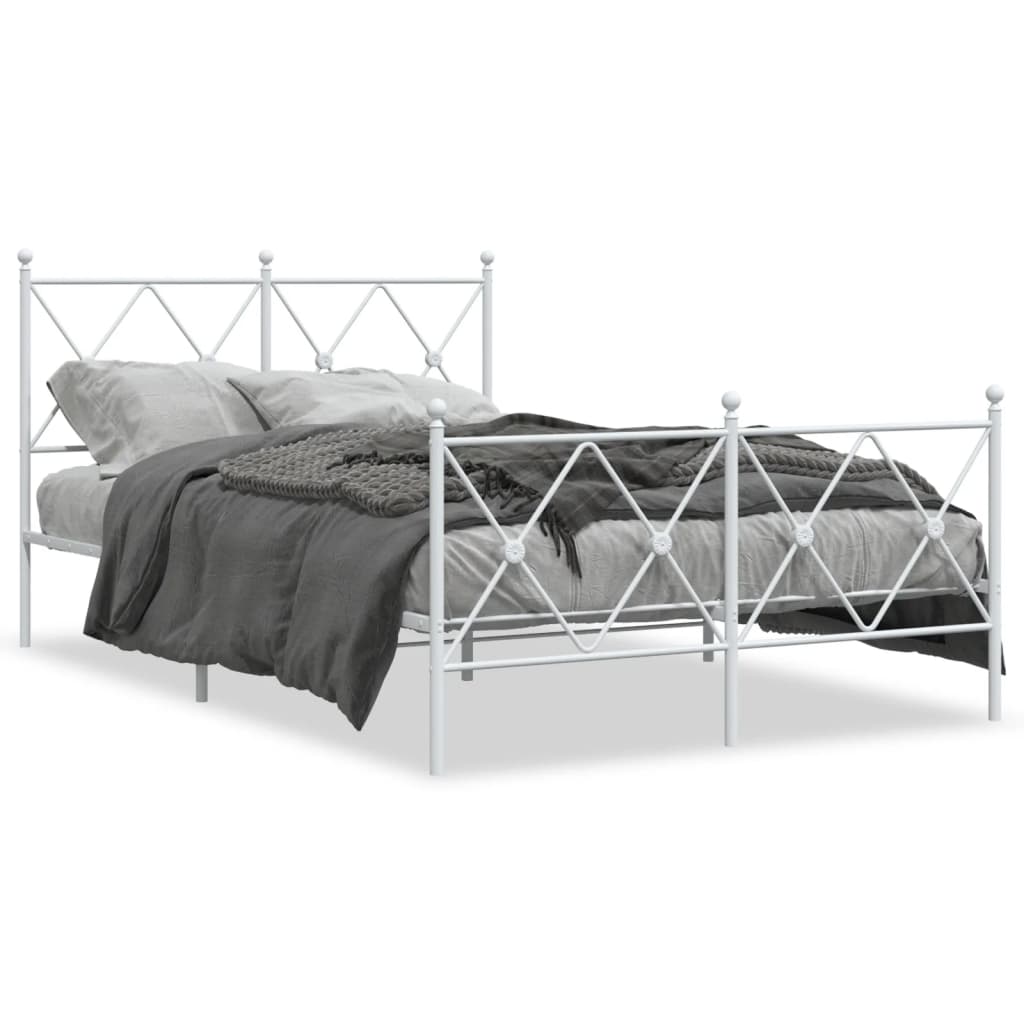 sengeramme med sengegavl og fodgærde 120x190 cm metal hvid