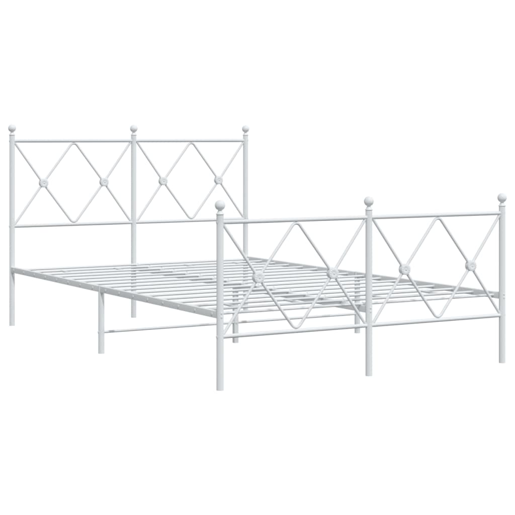 sengeramme med sengegavl og fodgærde 120x190 cm metal hvid