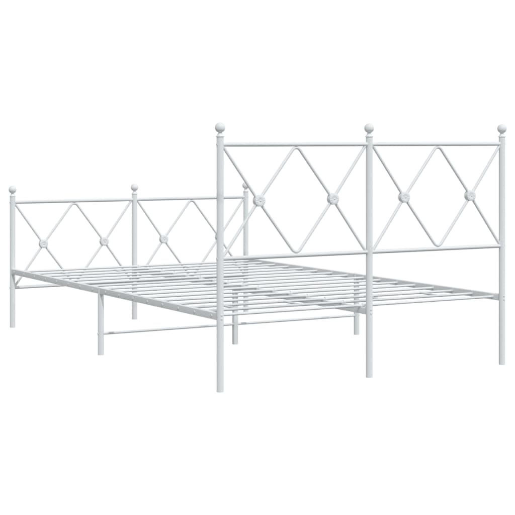 sengeramme med sengegavl og fodgærde 120x190 cm metal hvid
