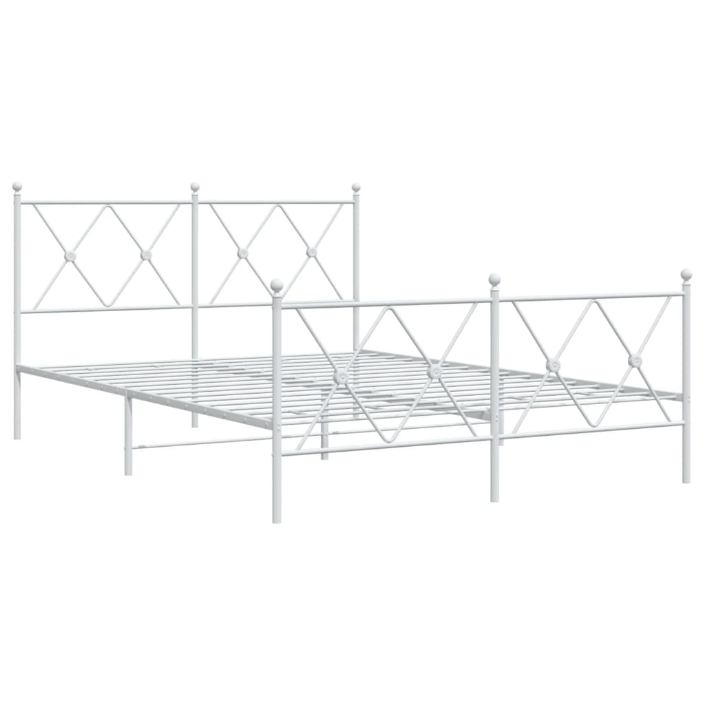 sengeramme med sengegavl og fodgærde 140x190 cm metal hvid