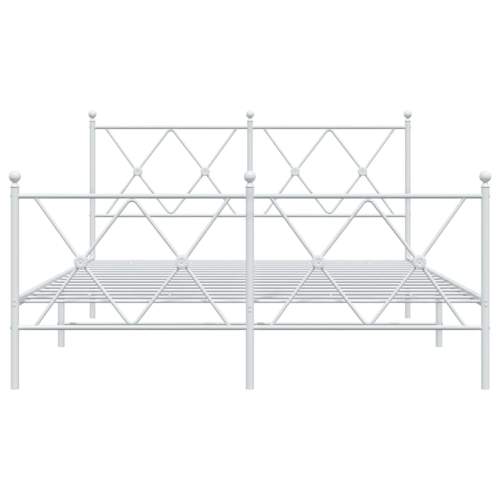 sengeramme med sengegavl og fodgærde 140x190 cm metal hvid