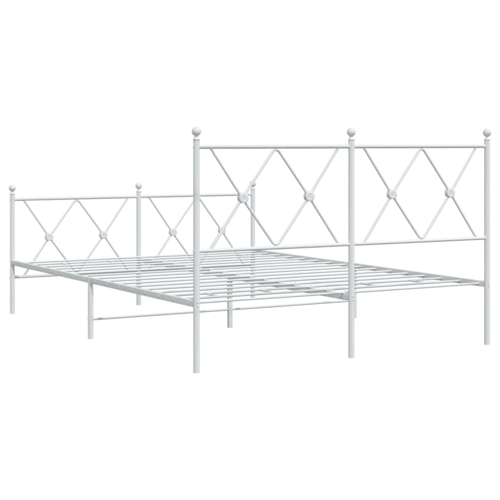 sengeramme med sengegavl og fodgærde 140x190 cm metal hvid
