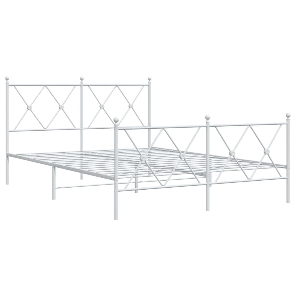 sengeramme med sengegavl og fodgærde 140x200 cm metal hvid