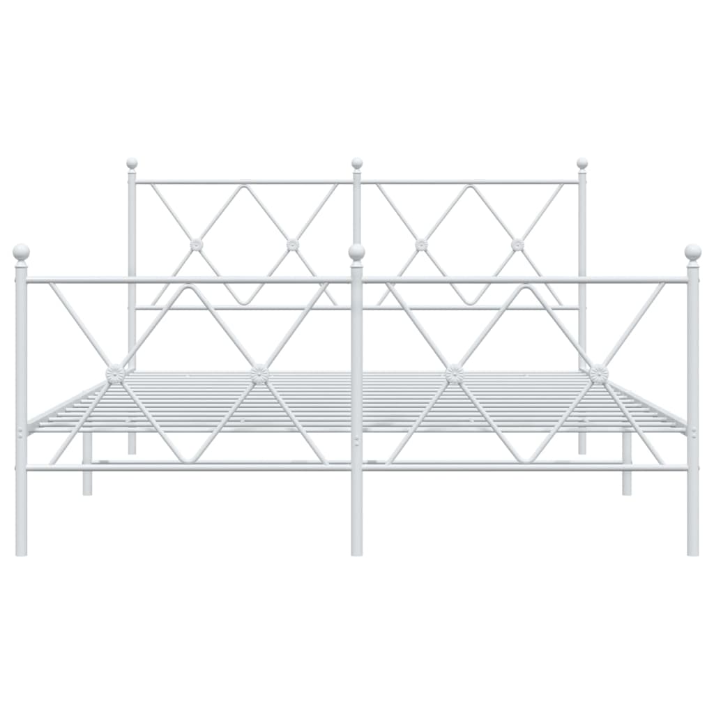 sengeramme med sengegavl og fodgærde 140x200 cm metal hvid