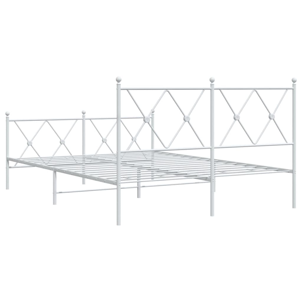 sengeramme med sengegavl og fodgærde 140x200 cm metal hvid