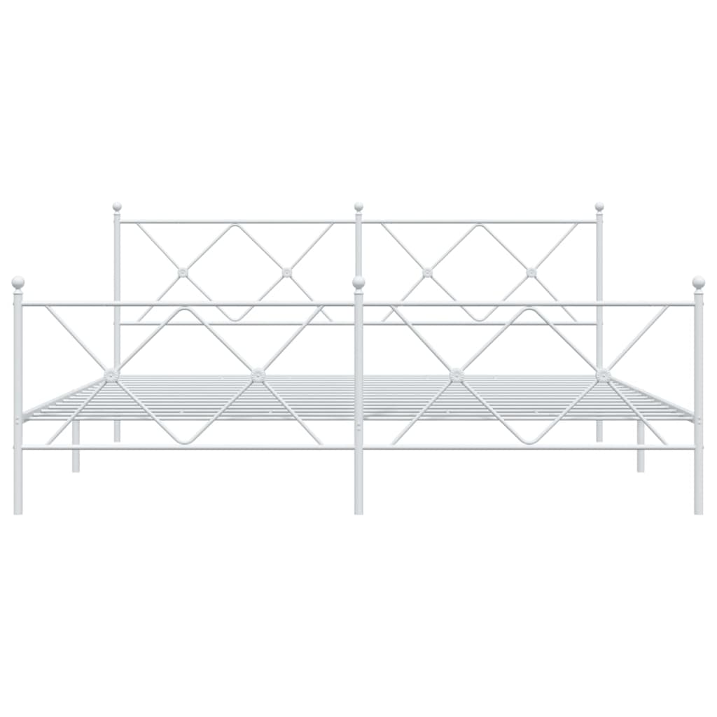 sengeramme med sengegavl og fodgærde 183x213 cm metal hvid