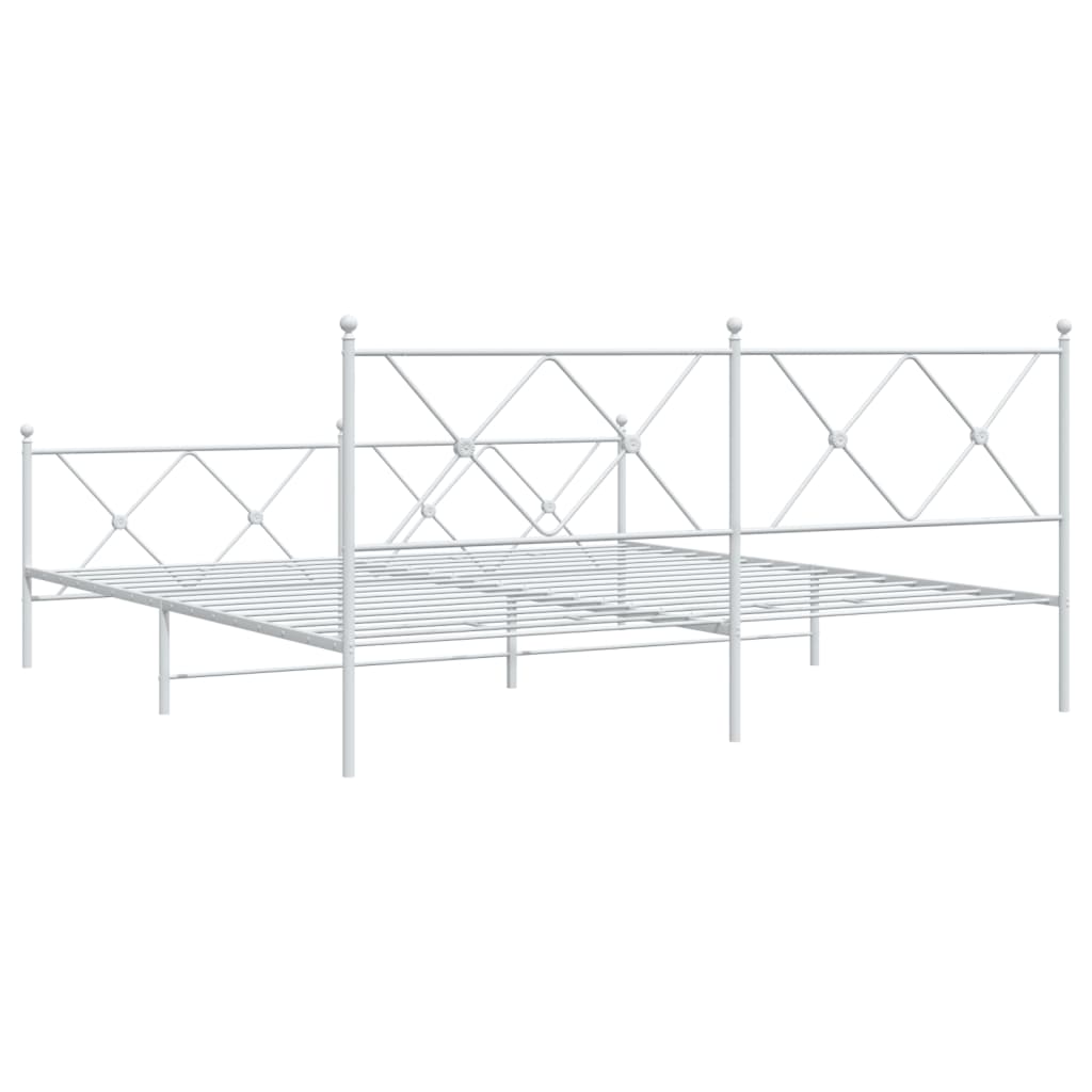 sengeramme med sengegavl og fodgærde 183x213 cm metal hvid