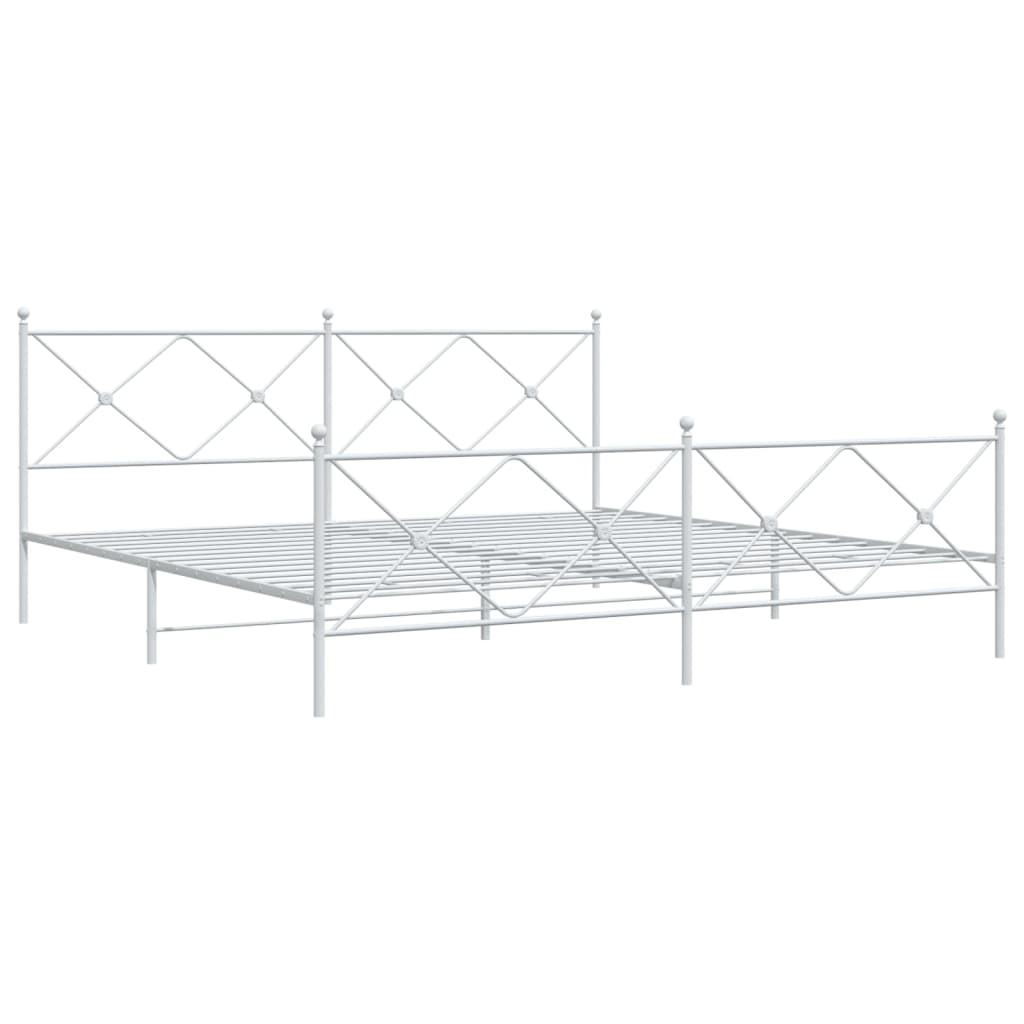 sengeramme med sengegavl og fodgærde 193x203 cm metal hvid