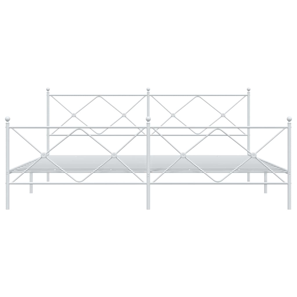 sengeramme med sengegavl og fodgærde 193x203 cm metal hvid