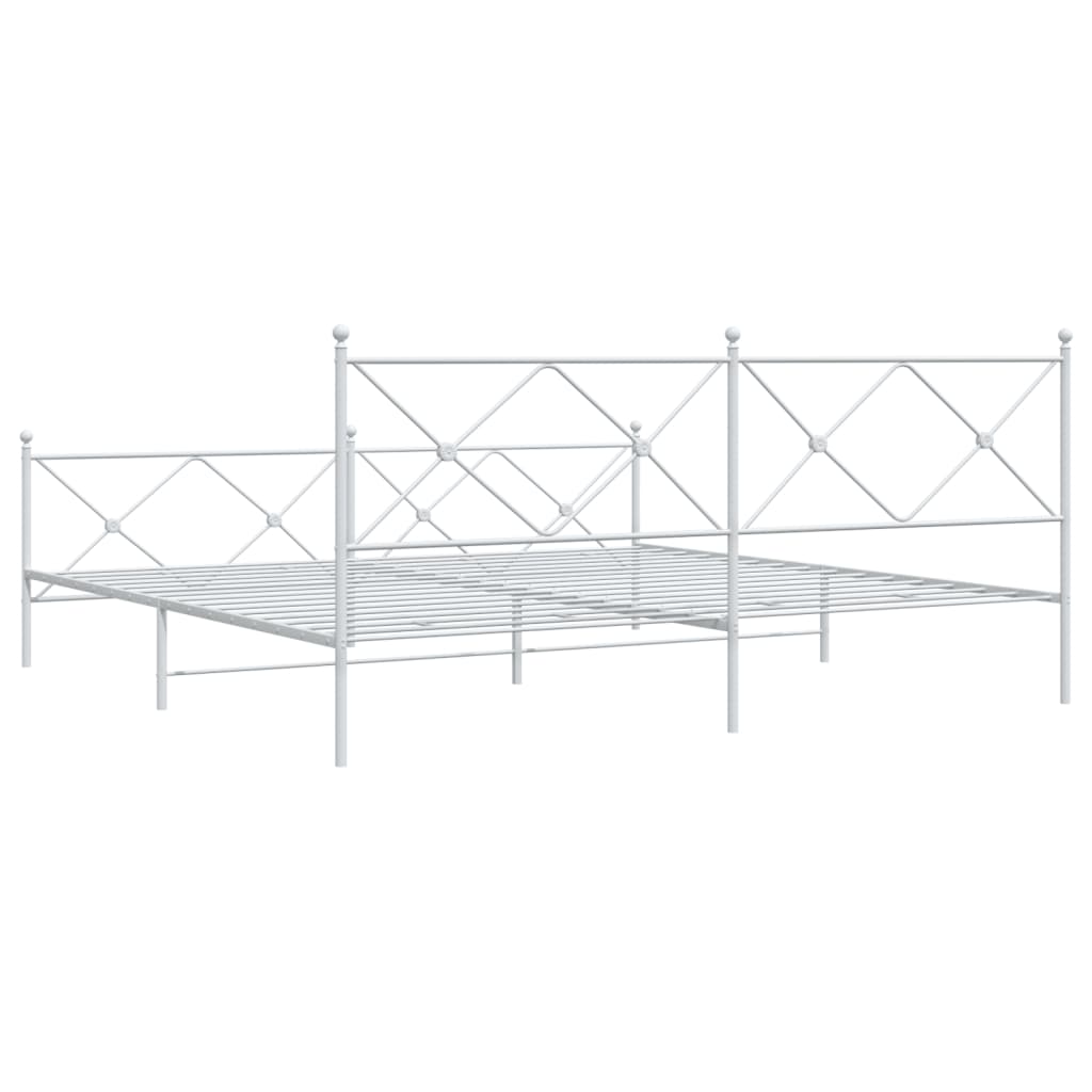 sengeramme med sengegavl og fodgærde 193x203 cm metal hvid