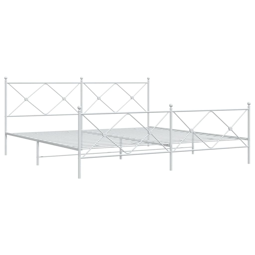 sengeramme med sengegavl og fodgærde 200x200 cm metal hvid