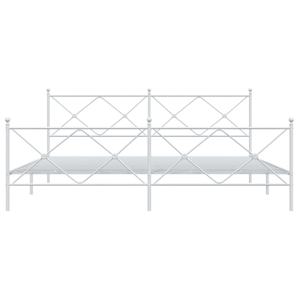 sengeramme med sengegavl og fodgærde 200x200 cm metal hvid