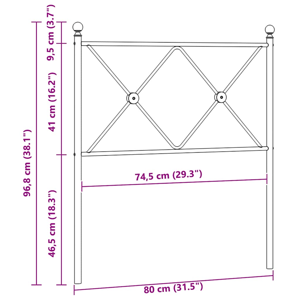 udskiftningsgavl 75 cm metal hvid