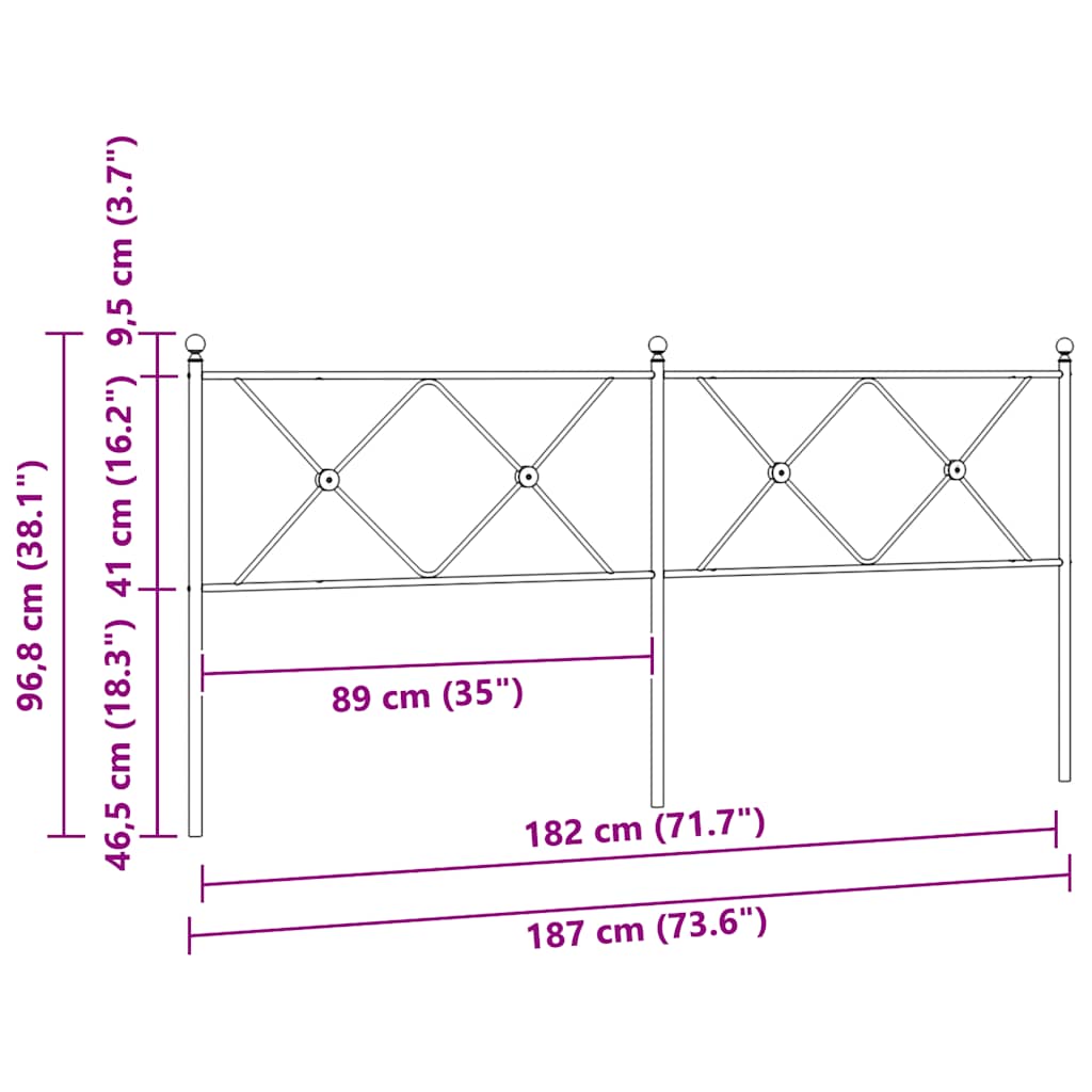 udskiftningsgavl 180 cm metal hvid