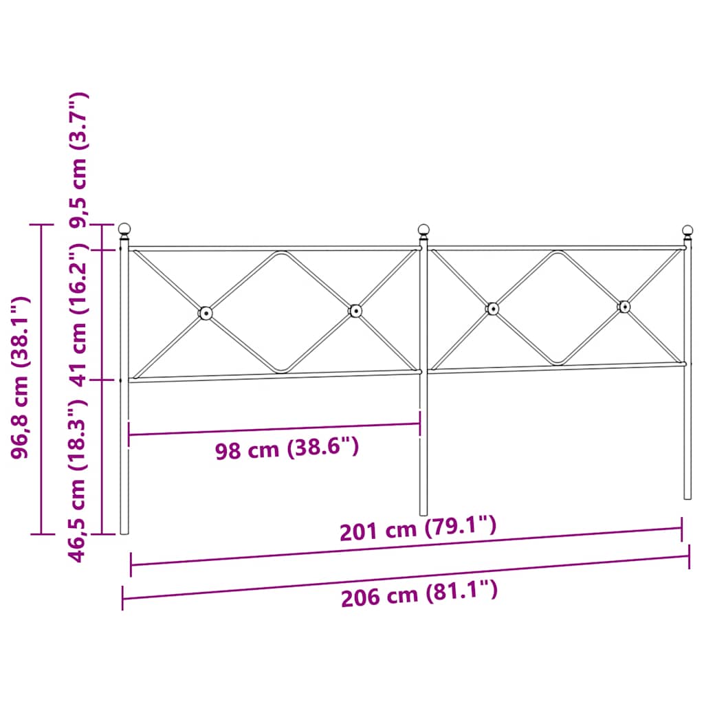 udskiftningsgavl 200 cm metal hvid