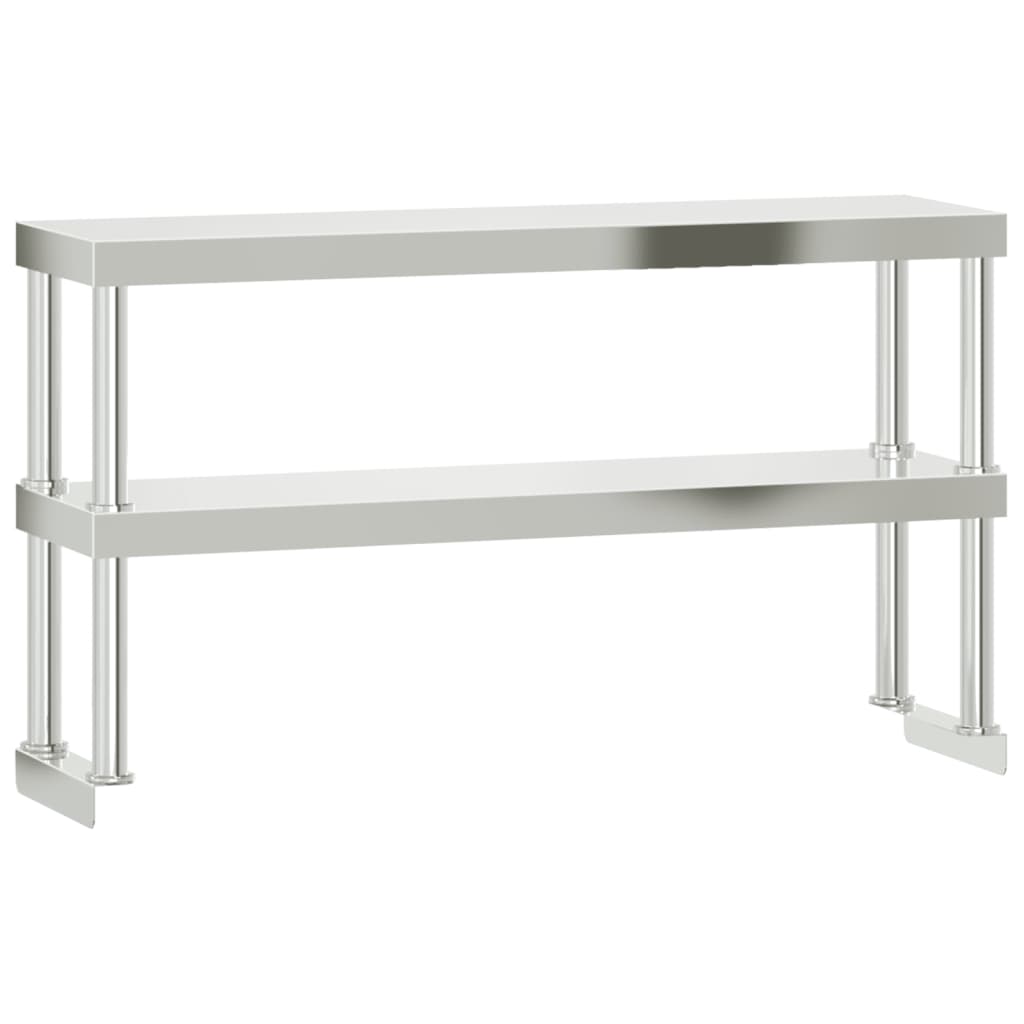 tophylde til arbejdsbord 110x30x65 cm 2 niveauer rustfrit stål