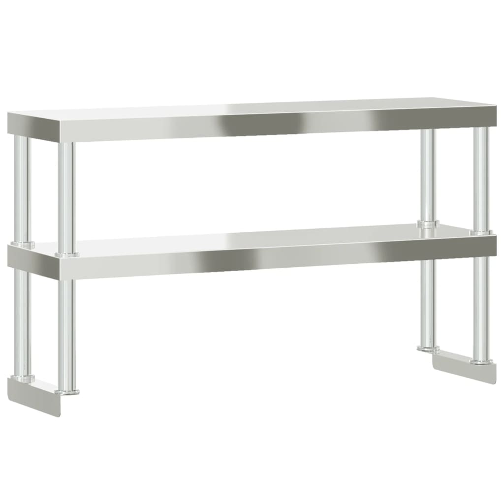 tophylde til arbejdsbord 110x30x65 cm 2 niveauer rustfrit stål