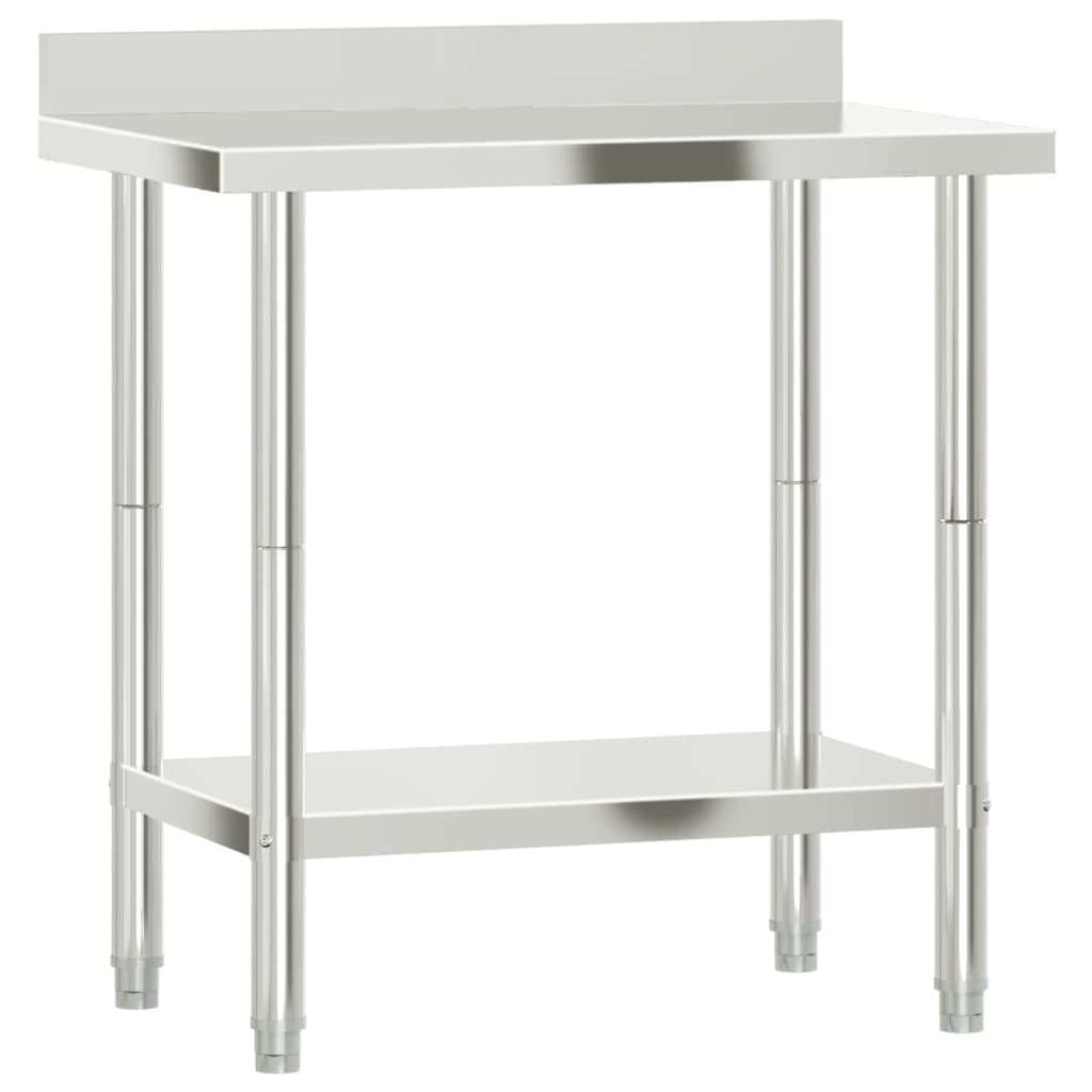 arbejdsbord til køkken m. stænkplade 82,5x55x93 rustfrit stål
