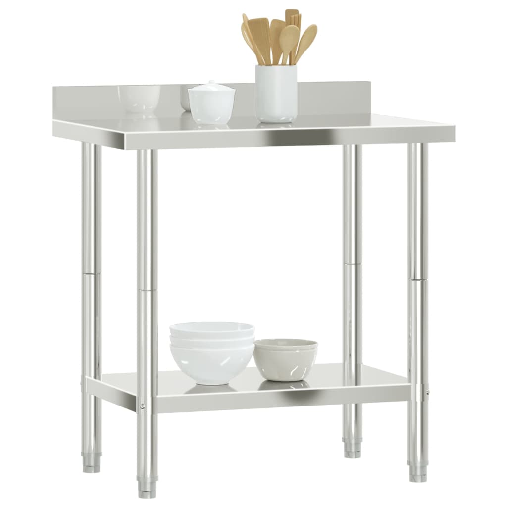 arbejdsbord til køkken m. stænkplade 82,5x55x93 rustfrit stål