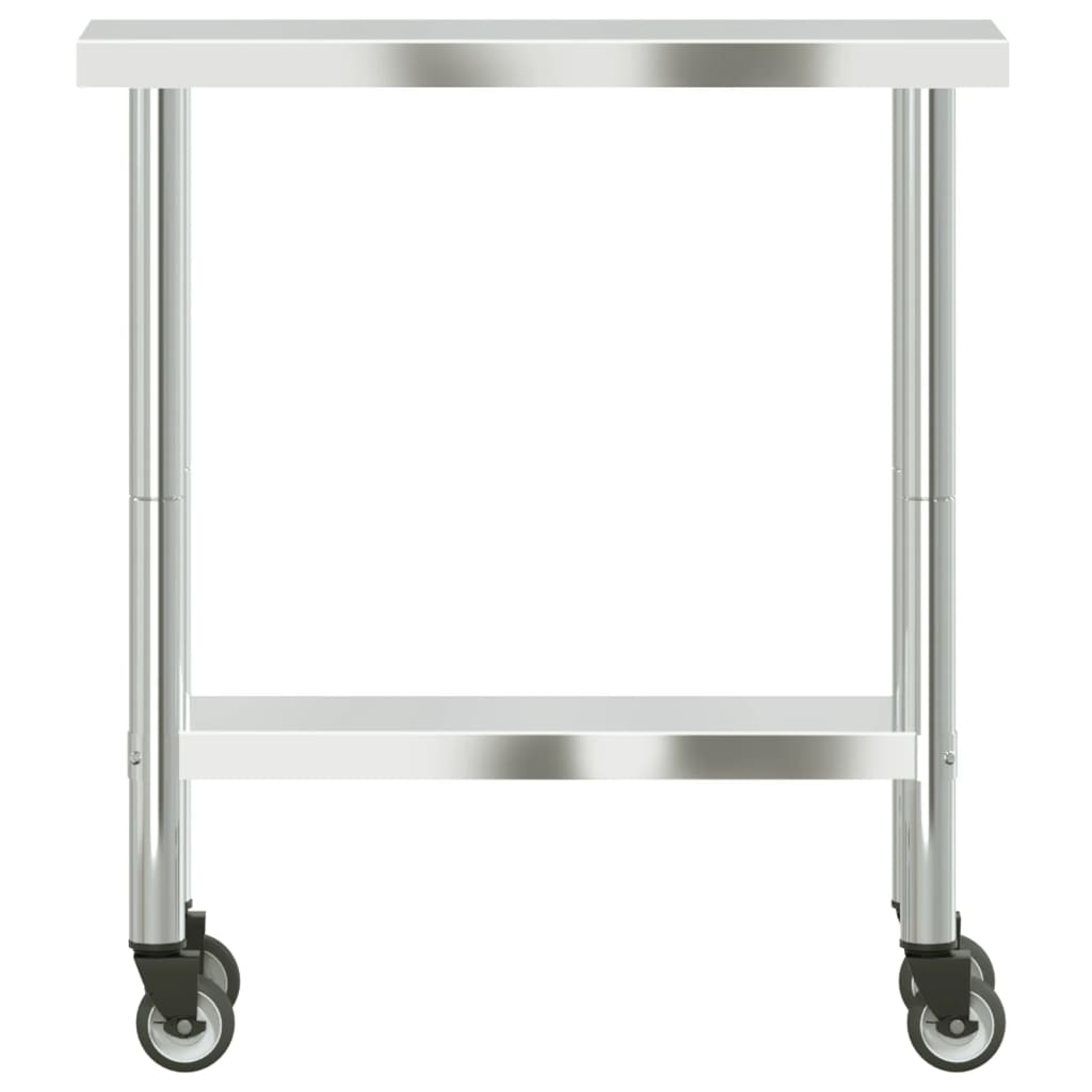 arbejdsbord med hjul til køkken 82,5x30x85 cm rustfrit stål