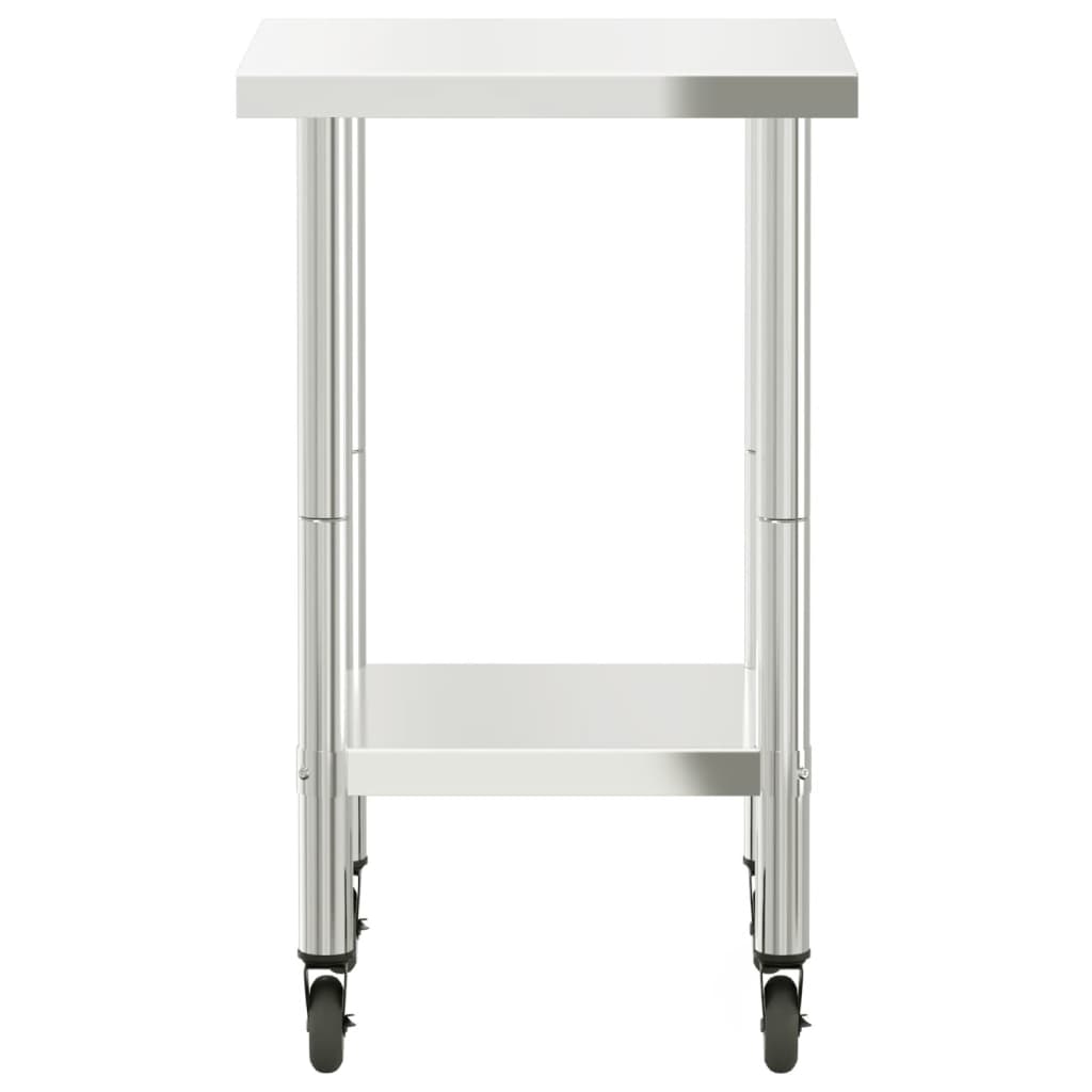 arbejdsbord med hjul til køkken 55x55x85 cm rustfrit stål