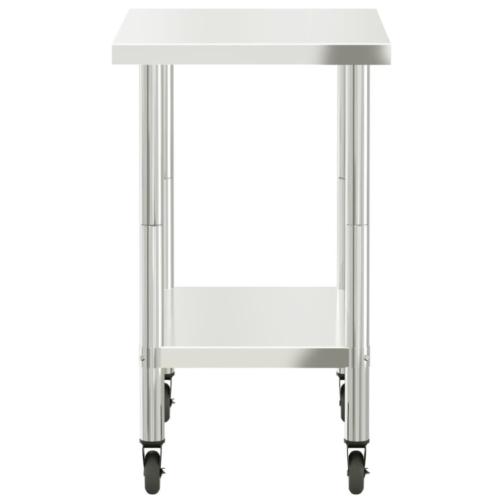arbejdsbord med hjul til køkken 82,5x55x85 cm rustfrit stål