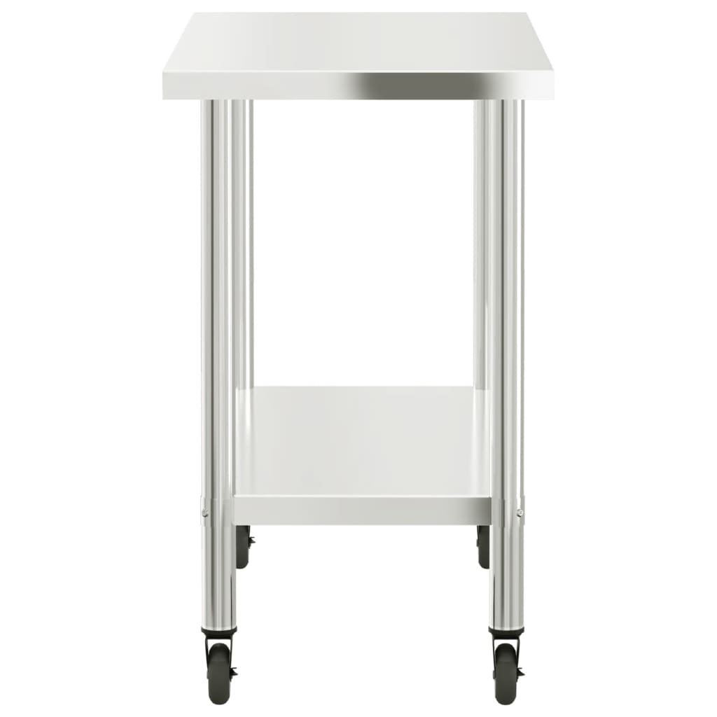arbejdsbord med hjul til køkken 110x55x85 cm rustfrit stål