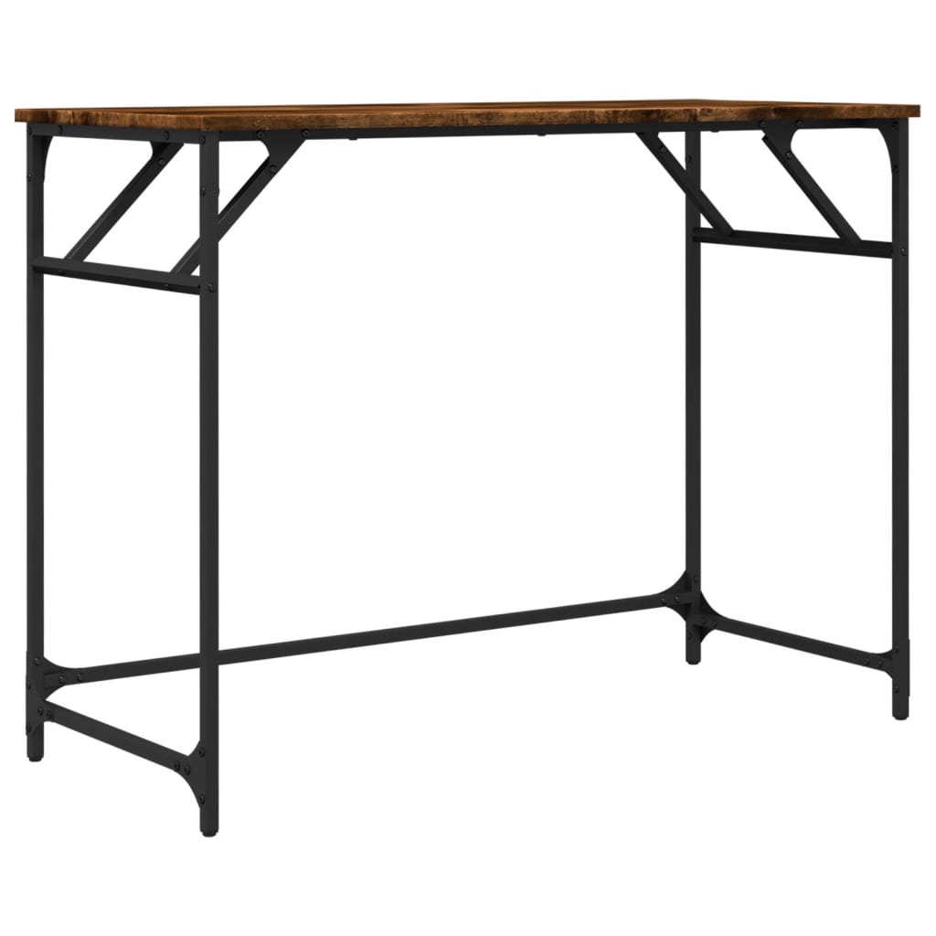 skrivebord 100x45x76 cm konstrueret træ og stål røget eg