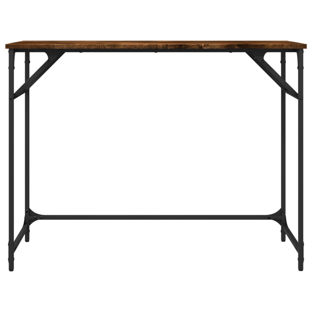 skrivebord 100x45x76 cm konstrueret træ og stål røget eg