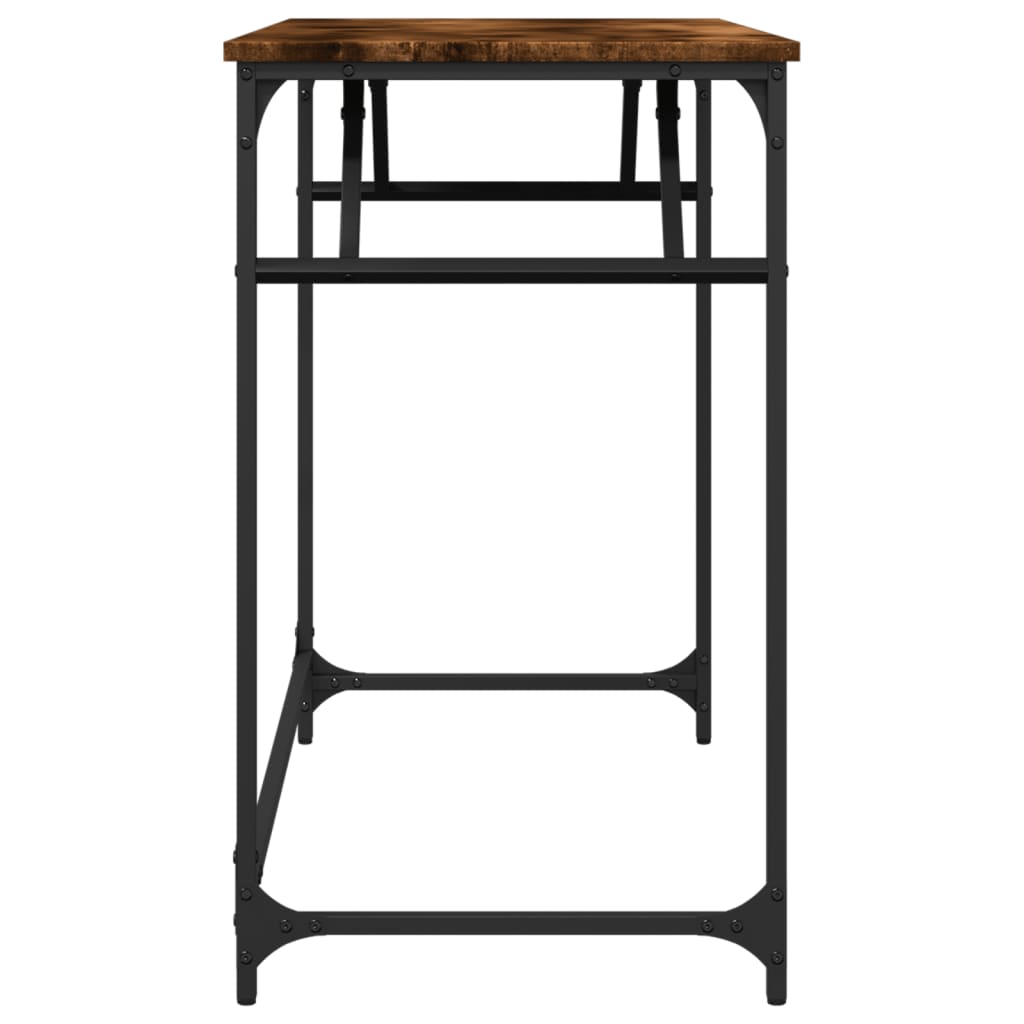 skrivebord 100x45x76 cm konstrueret træ og stål røget eg