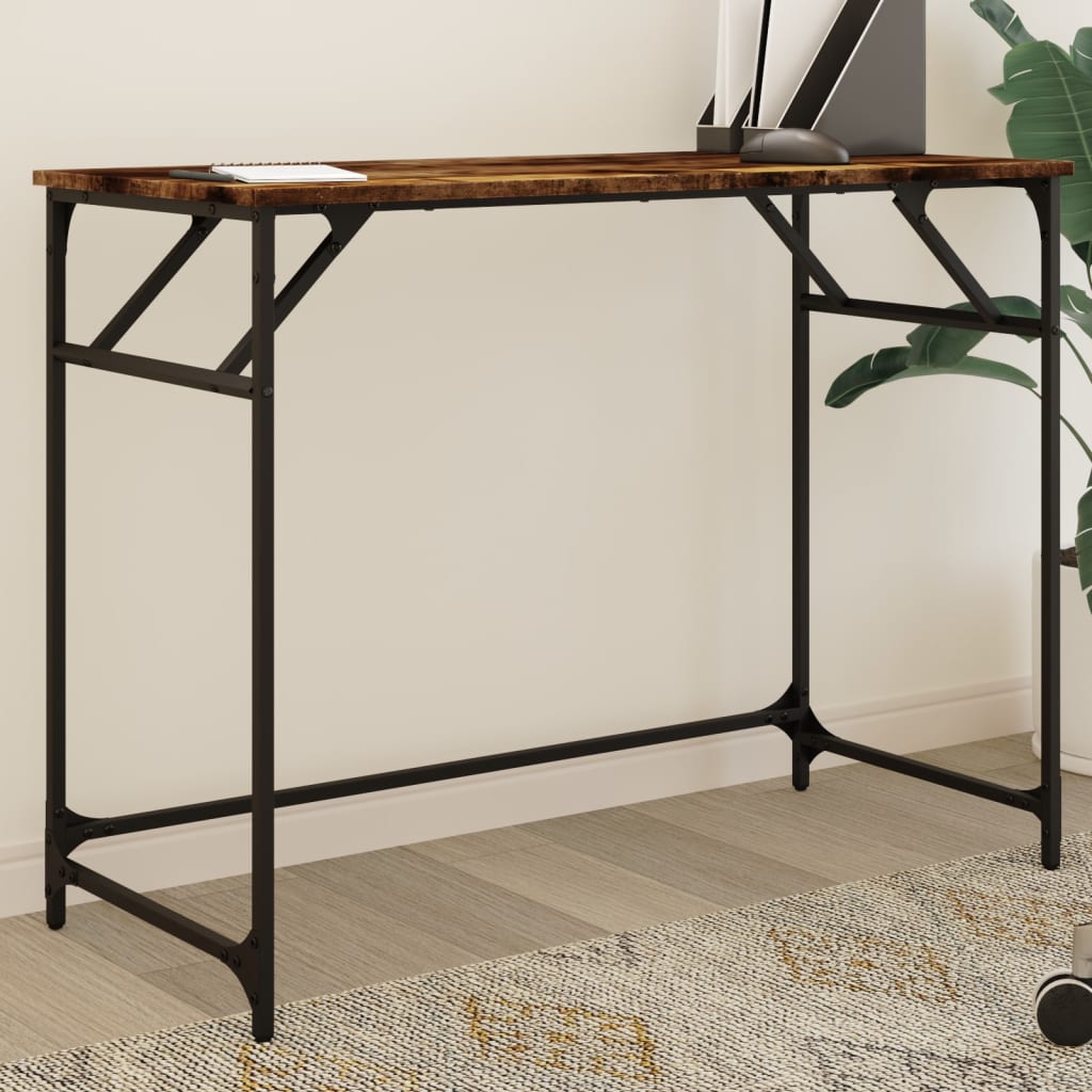 skrivebord 100x45x76 cm konstrueret træ og stål røget eg