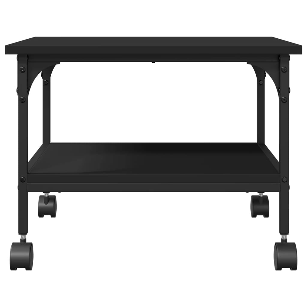 printerstativ 50x40x38 cm 2 hylder konstrueret træ sort